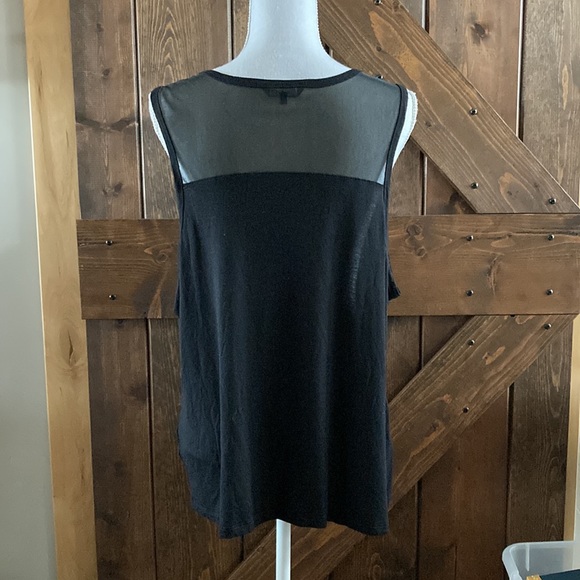 Bebe Women's Tank Black with Pink letters Sheer Shoulders & Back Yoke Size 3X - Picture 4 of 9